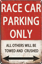 Race Car Room Decor For Boys, Vintage Car Metal Tin Signs Bedroom And Garage Cars Sign Wall Decor Race Car Parking Only 8x12 Inch