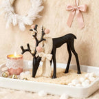 2026 New 2 Pcs Black Metal Reindeer, Black Metal Reindeer Christmas Decoration, European-Style Modern Aluminum Alloy Xmas Figurines, Indoor Holiday Statues for Mantel, Bedroom, Office Table (#A)