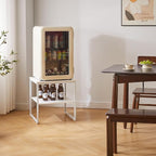 Large End Table for Living Room, Small Table Stand 20 Inch, Fridge Stand Printer Table with Adjustable Shelf, Square Tea Coffee Table for Office White YD-TM153W