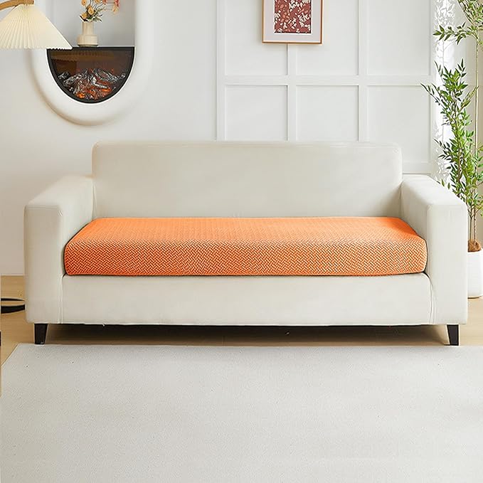 Couch Covers for 2 Cushion Sofa Pet Friendly Couch Cushion Covers Universal Sofa Covers Washable Stretch Slipcovers for Sectional Sofa (Texture Orange,Large Double Seat Cover)