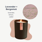 Calyan Wax Co. Lavender & Bergamot Scented Candle - 75 Hour Burn - Luxury Non Toxic Soy Wax Candles - Long Lasting Black Tumbler Jar Candle for Home - 10.2oz