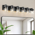 Vanity Lights, 38" Bathroom Light Fixtures Over Mirror, 6 Light Bathroom Vanity Light with Clear Glass Shade, Modern Wall Lamps for Bedroom, Hallway
