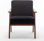 Accent Chair with Microfiber Upholstery and Solid Wood Frame, Classic Mid-Century Modern Living Room Furniture for Extra Seating, Black