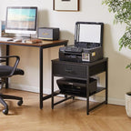 Adjustable Side Table with Drawers, Refrigerator Table,Square Coffee Table, Large Printer Stand, End Table Black YD-TM156B