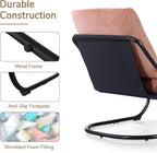 Peace nest Modern Accent Chair Comfy Living Room Suspended Chair Bedroom Armchair with Mental Frame Comfortable Upholstered Cushion for Balcony Lounge Reading Meeting Room Pink