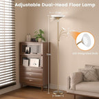 Gold Torchiere Floor Lamp - 2 Way LED Standing Lamp with Reading Light, Dimmable 72'' Tall Lamp with Remote Color Changing, 34W Mordern Uplighter for Living Room Bedroom Office