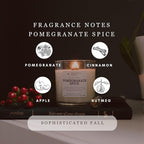 PERIPETI Home Pomegranate Spice Scented Candle, Classic Wick – 8.5oz Natural Soy Wax for Energizing Aromatherapy, Long-Lasting Burn