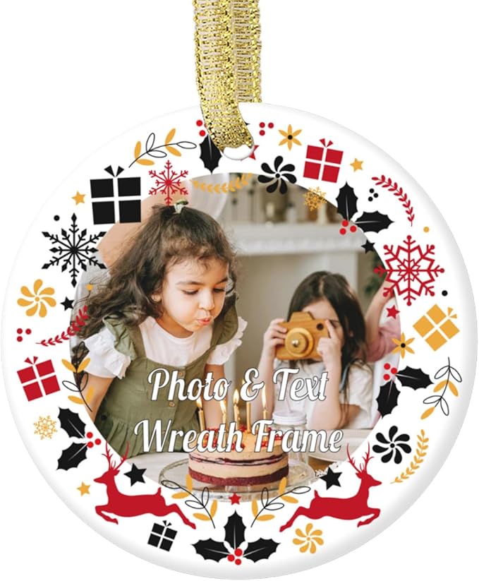 Personalized Custom Photo Ornaments for Christmas Tree - Ceramic Hanging Xmas Ornaments for Couples, Family, Wedding