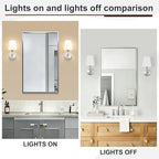 Modern Wall Sconces Set of 2, Hardwired Wall Lights with Flared White Fabric Shade, Brushed Nickel Wall Lamps for Bedroom Bedside Stairway Bathroom Living Room(ETL Listed)