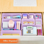 25 PCS Plastic Drawer Organizer Set, 4-Size Versatile Organizer Trays & storage Bins for Makeup, Jewelry, and Gadgets in Bathroom, Bedroom and Office, Purple