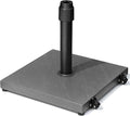42lbs Patio Umbrella Base with Wheels - Heavy Duty Outdoor Patio Market Umbrella Stand for Deck with Rollers, Poolside, Balcony, Wind-Resistant Design, Grey