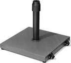 42lbs Patio Umbrella Base with Wheels - Heavy Duty Outdoor Patio Market Umbrella Stand for Deck with Rollers, Poolside, Balcony, Wind-Resistant Design, Grey