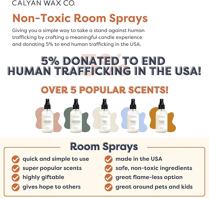 Calyan Wax Co. Seaside & Citrus Room Spray - Non Toxic Air Freshener - Natural Room Deodorizer with Essential Oils - Air Freshener Spray for Home - 4 fl oz