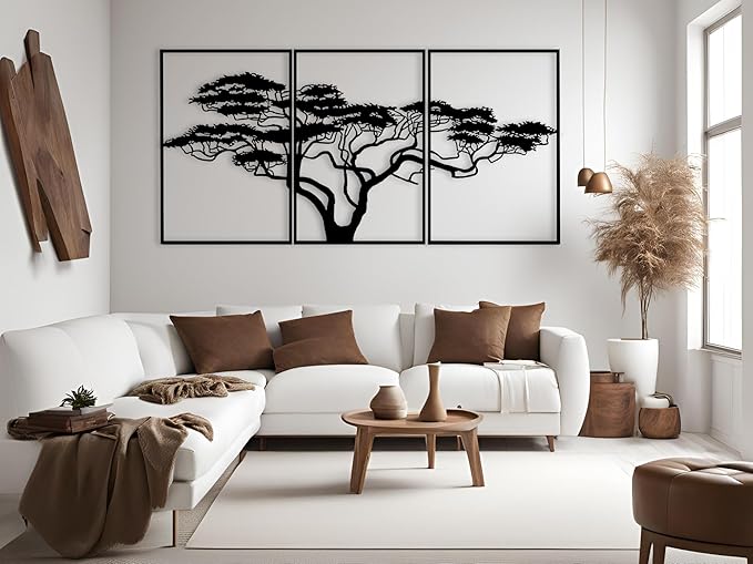 AILLA Tree of Life Wall Art Decor Set of 3 Wall Hanging Sculpture Modern Wall Home Decoration 3D Textured Sculptures for Living Room Bedroom Office Dinnig Room 3 Panels Family Tree Wall Hangings