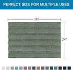 H.VERSAILTEX Bath Mats for Bathroom Non Slip Extra Thick Chenille Striped Bath Rug 24" x 36" Absorbent Non Skid Fluffy Soft Shaggy Rugs Washable Dry Fast Plush Mats for Indoor, Bath Room - Green Bay