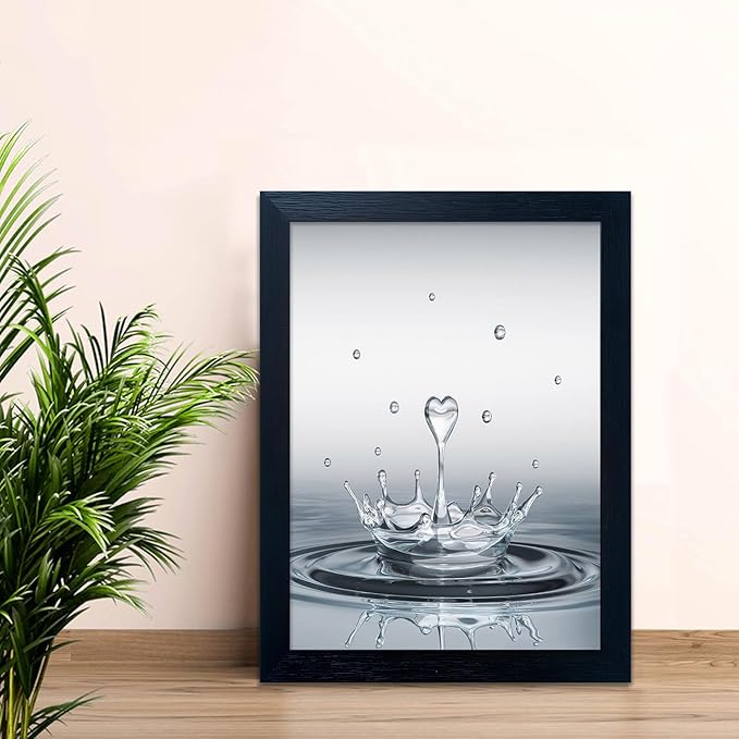 Framed Bathroom Wall Art Heart Water Drop Splash Canvas Print Artwork Bathroom Pictures Wall Decor Modern Painting for Home Office Decoration