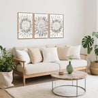 CHDITB Modern Floral Burst Framed Canvas Wall Art Set, Nature Flower Petal Wall Decor, Neutral Beige And Gray Botanical Painting, Contemporary Art Prints For Living Room Bedroom Office-16 x24 x3