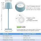 4 Packs Rechargeable LED Table Lamp,6000mAh Outdoor Cordless Desk Lamp Waterproof Portable, Stepless Dimmable Lamps for Restaurant/Bedroom/Outdoor (Blue)
