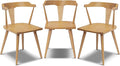 Poly & BARK Mid Century Modern Enzo Dining Chair Solid Oak Wood Set of 3