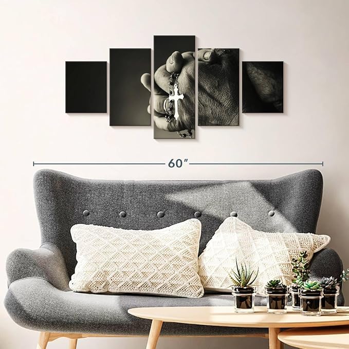 Elephant Stock Christian Prayer Canvas - 5 Panel Pictures Decor - Digital Design Canvas Print - Christian Wall Decor - 42" X 19"