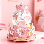 Music Box Unicorn Carousel Horses Snow Globe Gifts, Birthday Gift for Daughter Girls Women, Musical Carousel for Wife Friend Sister Anniversary Christmas Play You are My Sunshine
