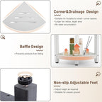 Shower Stool for Inside Shower, Corner Shower Bench Seat, HDPE Waterproof Shower Stool for Shaving Legs with Baffle Storage Shelf, Shower Seat/Foot Rest for Bathroom, Indoor/Outdoor Use, White