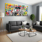 Novatique Banksy Canvas Wall Art Graffiti Pictures Wall Decor Abstract Boy and Girl Street Art Canvas Painting Home Decor Graffiti Art Oil Painting for Living Room Bedroom, 24”x 36”x 3Pcs