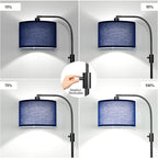 【Upgraded】 Dimmable Matte Black Floor Lamp, 1202 Lumens LED Bulb Included, Arc Floor Lamps for Living Room Modern Standing Lamp with Blue Shade, Tall Lamp for Living Room Bedroom Office Reading Room
