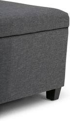SIMPLIHOME Avalon Storage Ottoman Bench - 48 inch Wide Upholstered Linen Look Fabric Rectangular Lift-Top Ottoman in Slate Grey, Contemporary Storage Bench for Living Room with High-Density Foam