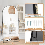 Arched Mirror Full Length, 71"x32" Large Floor Mirror Free Standing, Black Full Body Mirror for Bedroom Living Room Gym, Shatterproof Tempered Glass
