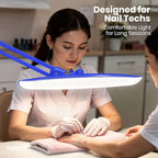 Neatfi XL Nail Desk Lamp with Clamp, 2200 Lumens, 20-Inch Wide Head, Dimmable 4 Levels, 6500K, LED Task Light for Manicure Table, Crafts, Workbench, Office (Non-CCT, Sapphire Blue)