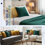 Pack of 6 Decorative Velvet Throw Pillow Covers Solid Square Soft Pillowcase Set Cushion Cases for Sofa Couch Bed Car Christmas Fall Home Decor 18 x 18 inch(Gold and Green)