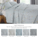 Exclusivo Mezcla Reversible Boho Quilts King Size, Light Blue Bedspreads Lightweight Coverlet All Season Flowers Quilt Bedding Set with Printed Floral Pattern (1 Quilt, 2 Pillow Shams)