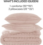 BEDELITE Fleece Queen Comforter Set -Super Soft & Warm Fluffy Pink Faux Fur Bedding, Luxury Fuzzy Heavy Bed Set for Winter with 2 Pillow Cases