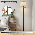 Dimmer LED Floor Lamp,Tall Standing Lamp with Swing Arm,Black Lamp with Dimmer LED Bulb,Elegant Floor Lamp for Living Rooms & Bedroom (Black)