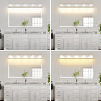 Bathroom Vanity Lighting Fixtures Over Mirror (5-Light, 40-Inch) Dimmable Modern LED Bathroom Wall Lighting Fixtures, Chrome(3000K/3500K/4000K/5000K/6000K)
