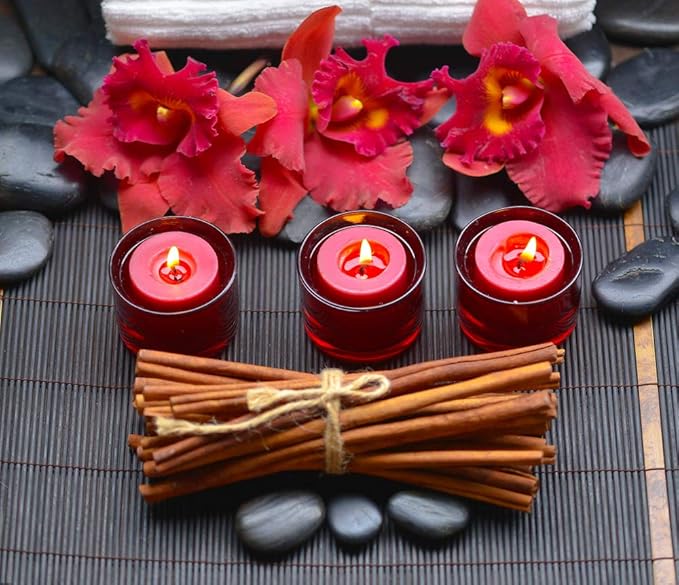 Candle Charisma Red Unscented Votive Candles - 10 Hour Burn time - Set of 72 for Dinner, Wedding, Halloween and Holiday Decorations