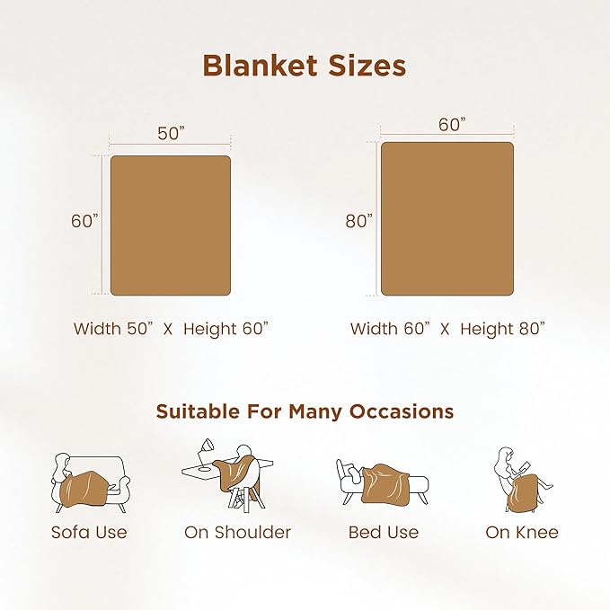 Sophia & William Throw Blanket for Couch Sofa(50x60 Inches) - Reversible Fluffy Soft Blanket, Gifts for Women, Yellow