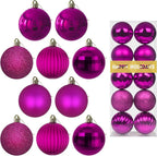 Fuchsia 3.2" Large Christmas Balls - Christmas Tree Decoration Ornaments Shatterproof Hanging Balls for Birthday Halloween Holiday Wedding Decorations Set of 10pcs