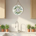 Smile Monogram Letter O Wreaths Wooden Welcome Sign, Family Last Name Initial Front Door Wall Decoration, Floral Spring Summer Porch Rustic Home Kitchen Decor
