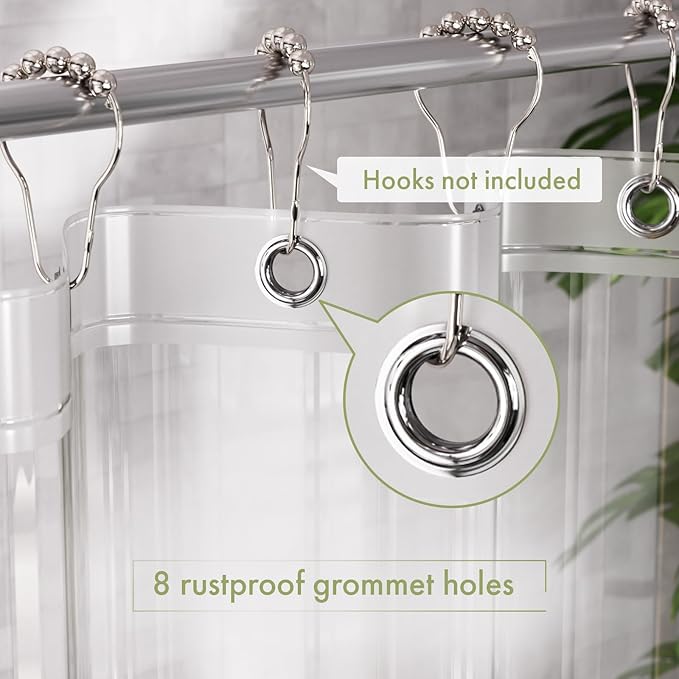 AmazerBath Shower Curtain Liner, 48x72 Clear Shower Curtain Liner, Waterproof Plastic Shower Liner, Cute Lightweight PEVA Shower Curtain for Bathroom with 2 Magnets and 8 Rustproof Metal Grommets