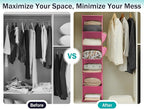 YOUDENOVA Hanging Closet Organizer, Closet Hanging Storage Shelves (Pink)