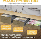 4-Inch Under Bed Storage Containers (2-Pack) | Sturdy Sidewalls | Clear Cover & Label Holder | Foldable Fabric Closet Bin Organizer | Stores Clothing/Blankets/Sweaters/Sheets