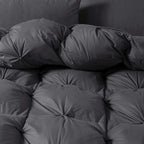 Luxurious Heavyweight Goose Down Feather Fiber Comforter, Exquisite Pinch Pleat Design, Oversize California King/Cal King 108 x 98, 100% Egyptian Cotton, 90 oz Fill Weight, Gray