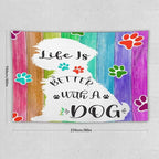 VUMIVI Cute Dog Tapestry Rainbow Color Planks Rustic Farmhouse Home Decor Pet Paws Tapestry Wall Hanging for Living Room Bedroom Dorm Classroom Aesthetic Decor W90xL60in