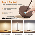 Rechargeable Cordless Table Lamp, 6000mAh LED Battery Operated Desk Lamp Touch 3 Color Stepless Dimming Portable Outdoor Waterproof Table Light for Patio/Restaurant/Dining/Home (Rust)