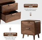 COSIEST Modern Storage Cabinet 2 Drawer, Walnut Accent Cabinet, Sideboard Buffet for Living Room Hallway Dining Room Kitchen