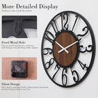 20 Inch Large Industrial Wood Wall Clock, Iron Frame & Artful Cutout Numerals, Silent Battery Operated, Decorative for Modern Farmhouse Living Room Office Dining Room Home Décor Products