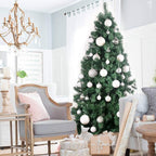 White & Silver 1.6" Small Christmas Balls Christmas Tree Decoration Ornaments Shatterproof Hanging Balls for Birthday Halloween Holiday Wedding Decorations Set of 36pcs