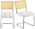 VEVOR Rattan Chairs Set of 2, Mid Century Modern Dining Chair, Upholstered Velvet Accent Chair with Rattan Back, Retro Dining Room Kitchen Chair for Living Room, Bedroom (18.1 Inch)